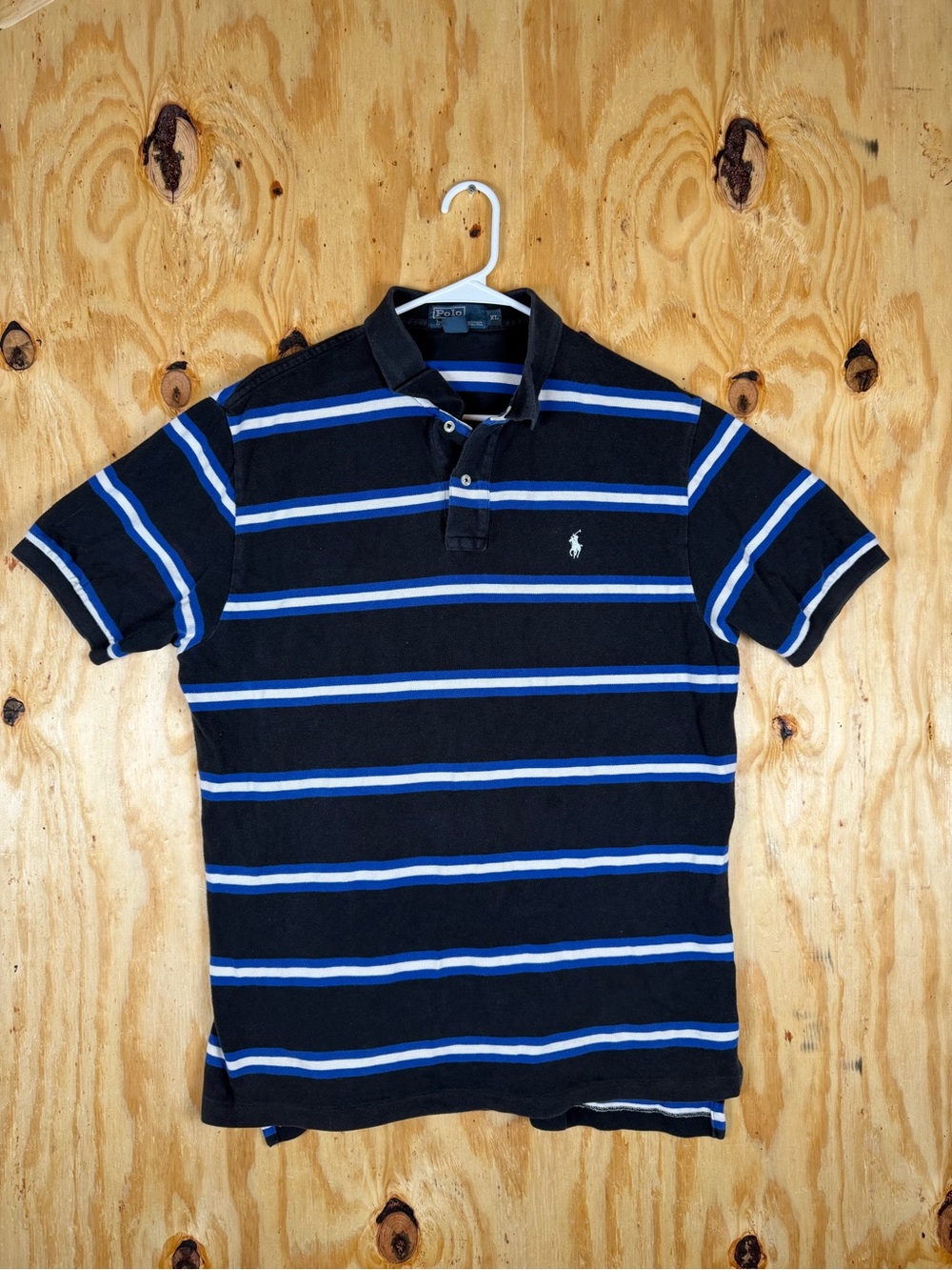 Ralph Lauren Black & Blue Striped Polo Shirt - Men’s XL